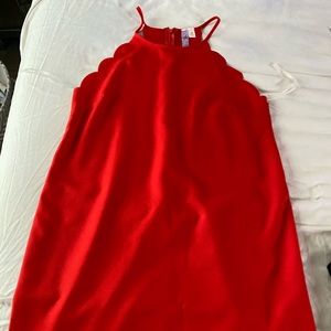 Scalloped Red Dress